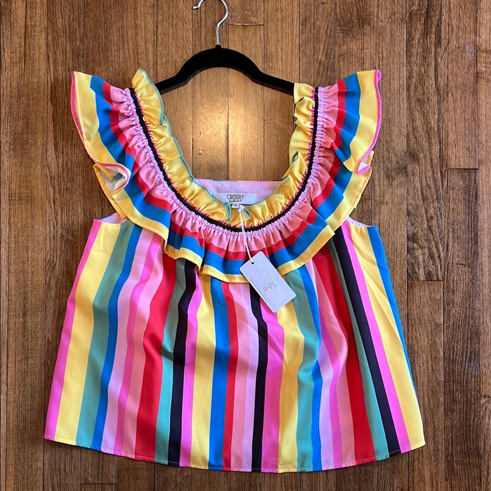 Crosby by Mollie Burch Rainbow Striped Top round neck